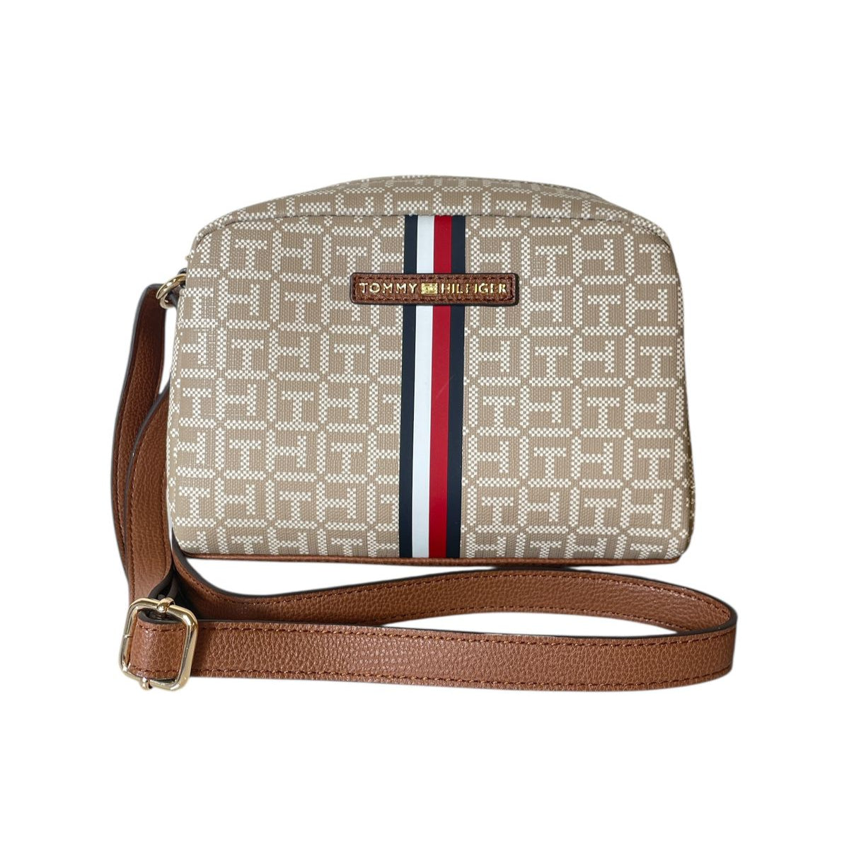 Bolso Tommy Hilfiger Signature Beige con franjas | Crossbody
