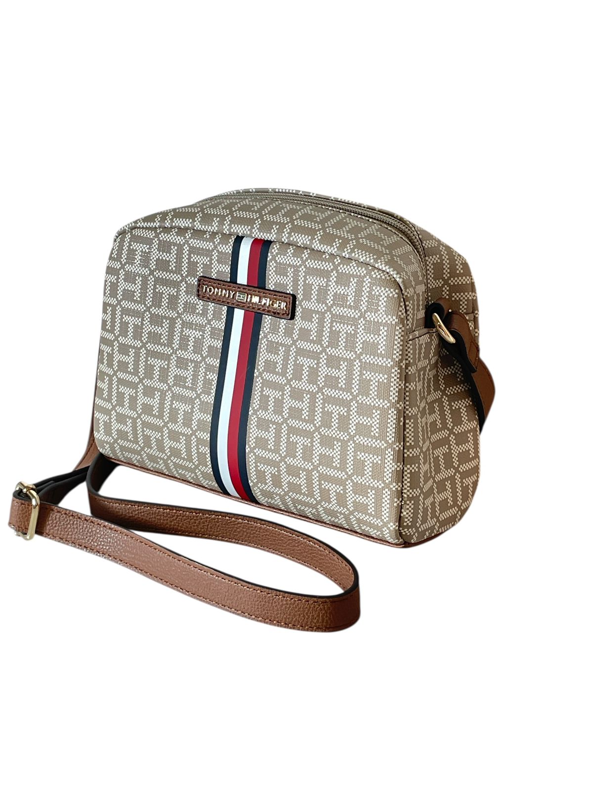 Bolso Tommy Hilfiger Signature Beige con franjas | Crossbody