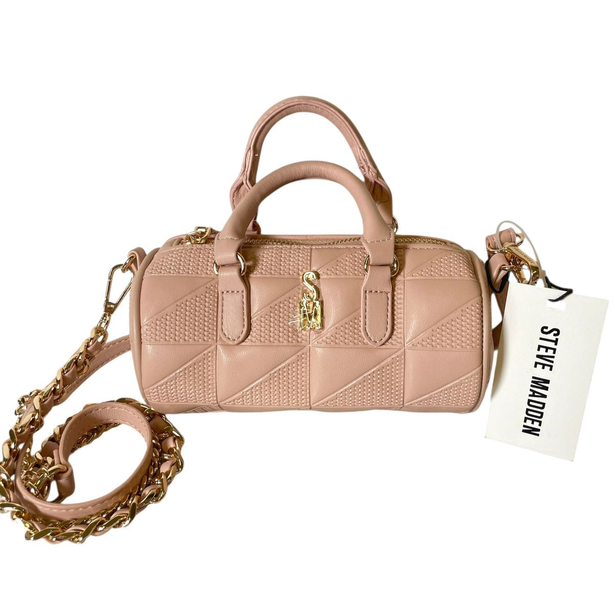 Bolsa Steve Madden Satchel Nude con Textura Geométrica