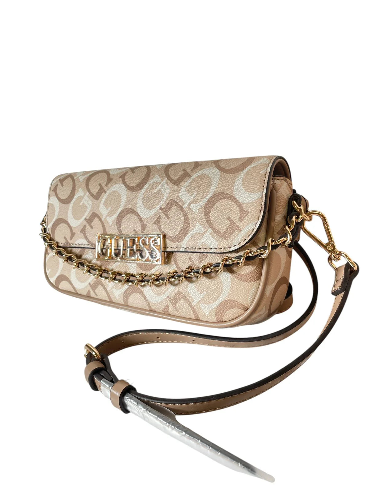 Bolsa Guess "G Chain Chic" | Colores Rosa Claro y Beige