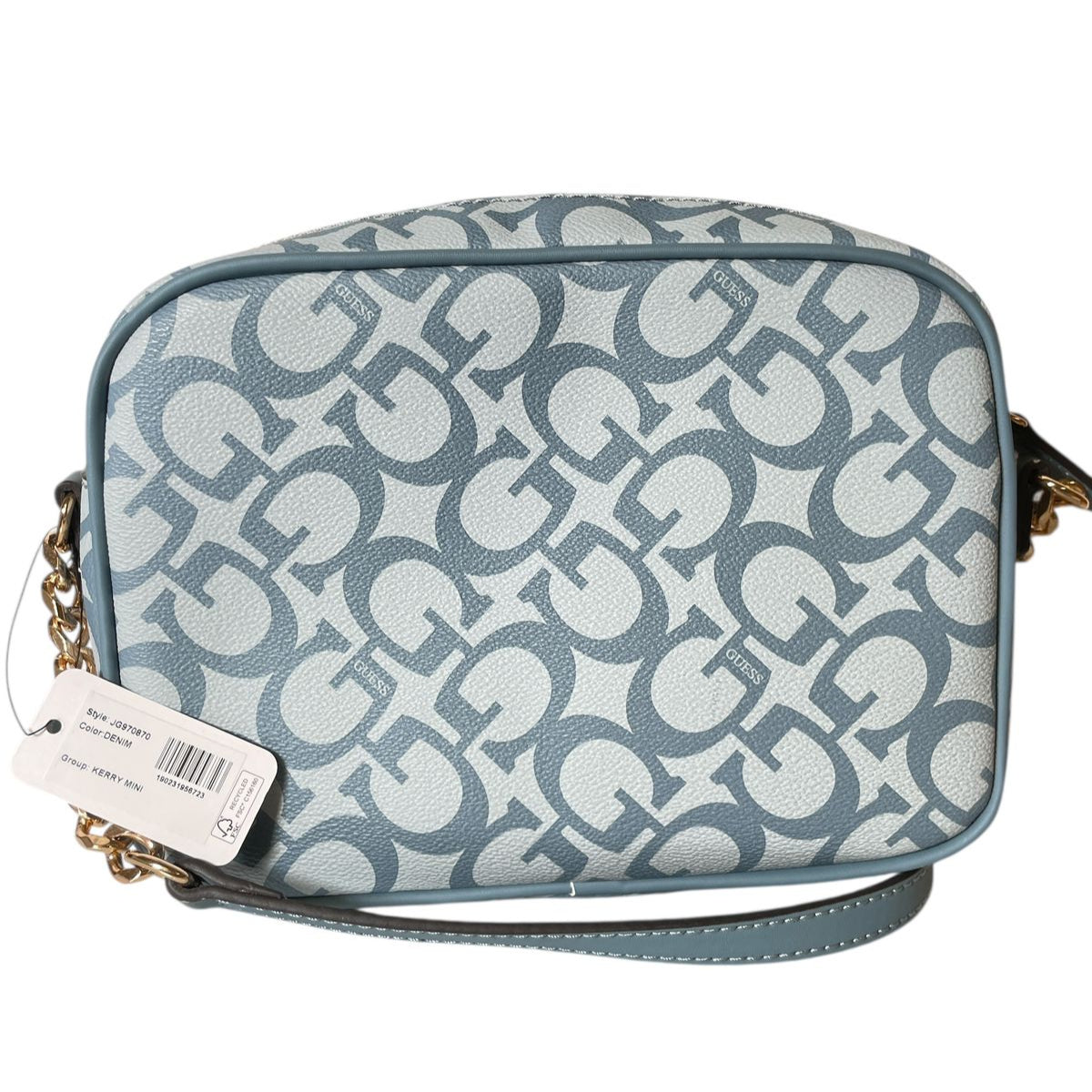 Bolsa GUESS Azul Estilo Camera Bag con Correa de Cadena