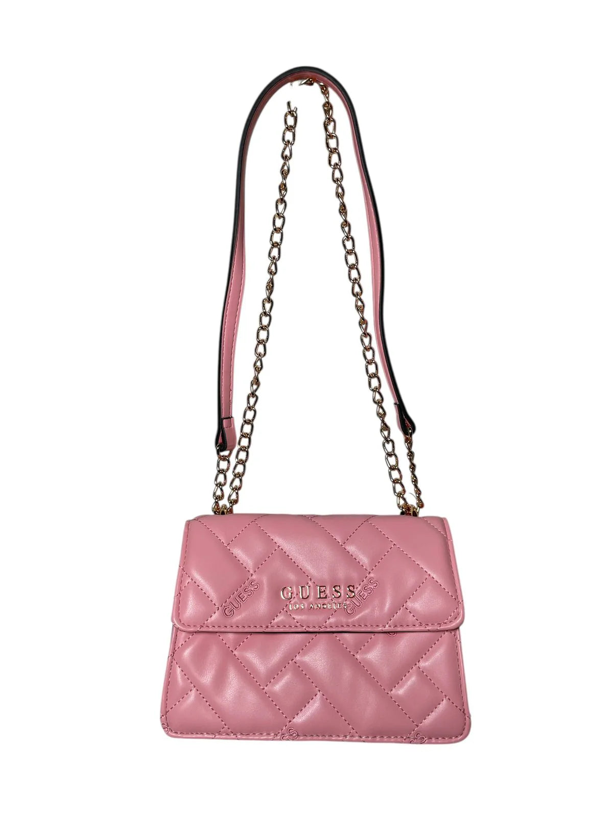 Bolsa Clutch GUESS Acolchada Rosa con Cadena Dorada