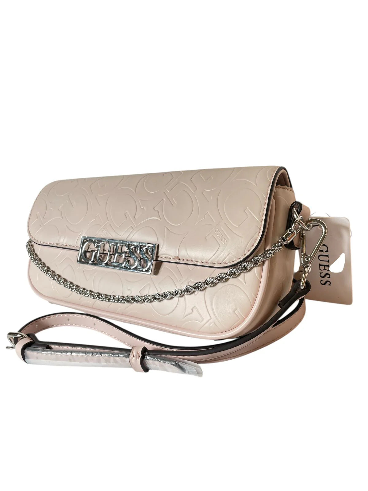 Bolsa Guess "G Chain Chic" | Colores Rosa Claro y Beige