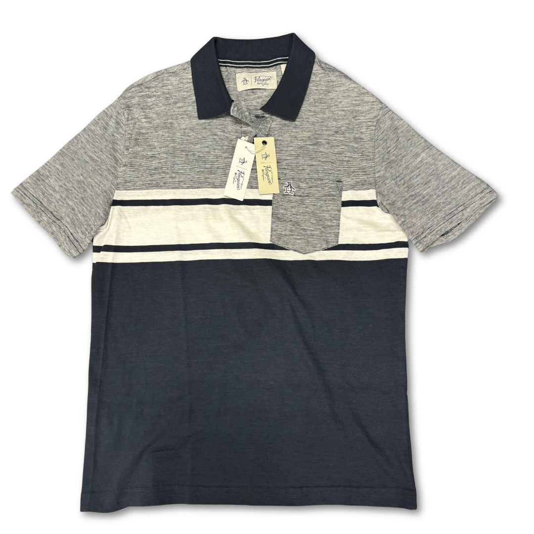 Playera Penguin - Gris con Azul Marino | Talla S