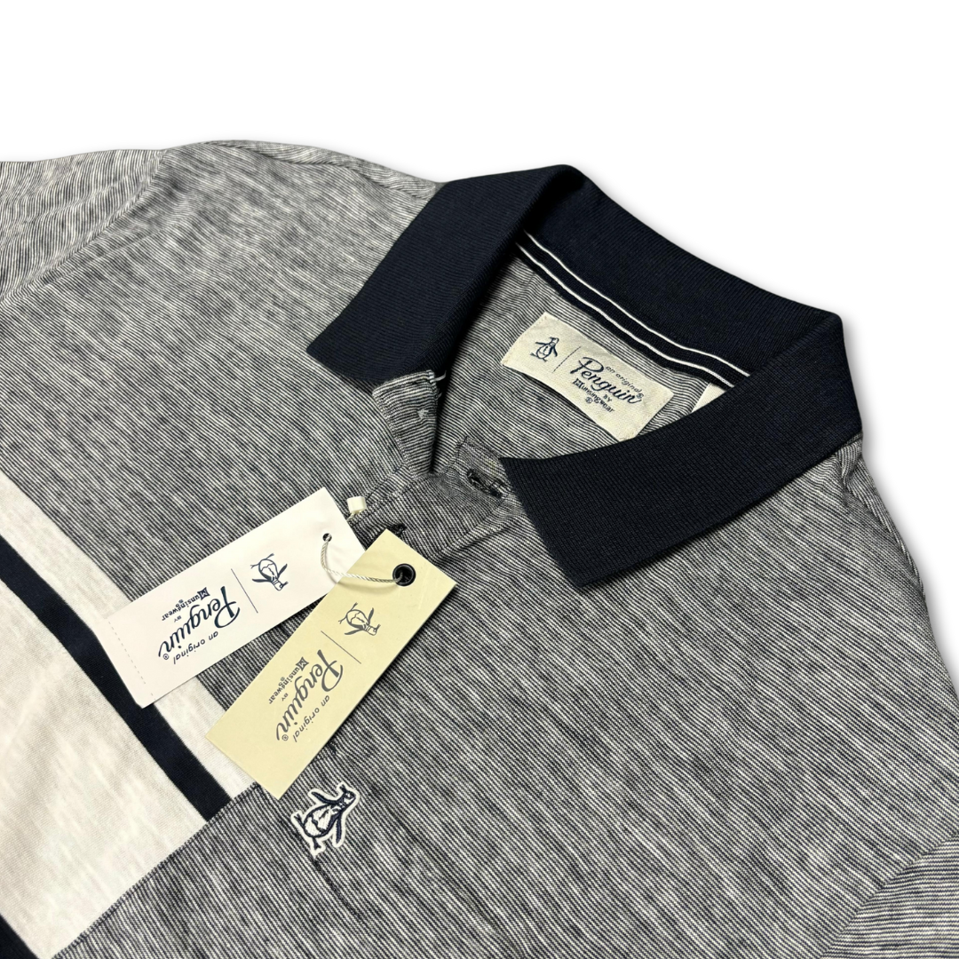 Playera Penguin - Gris con Azul Marino | Talla S