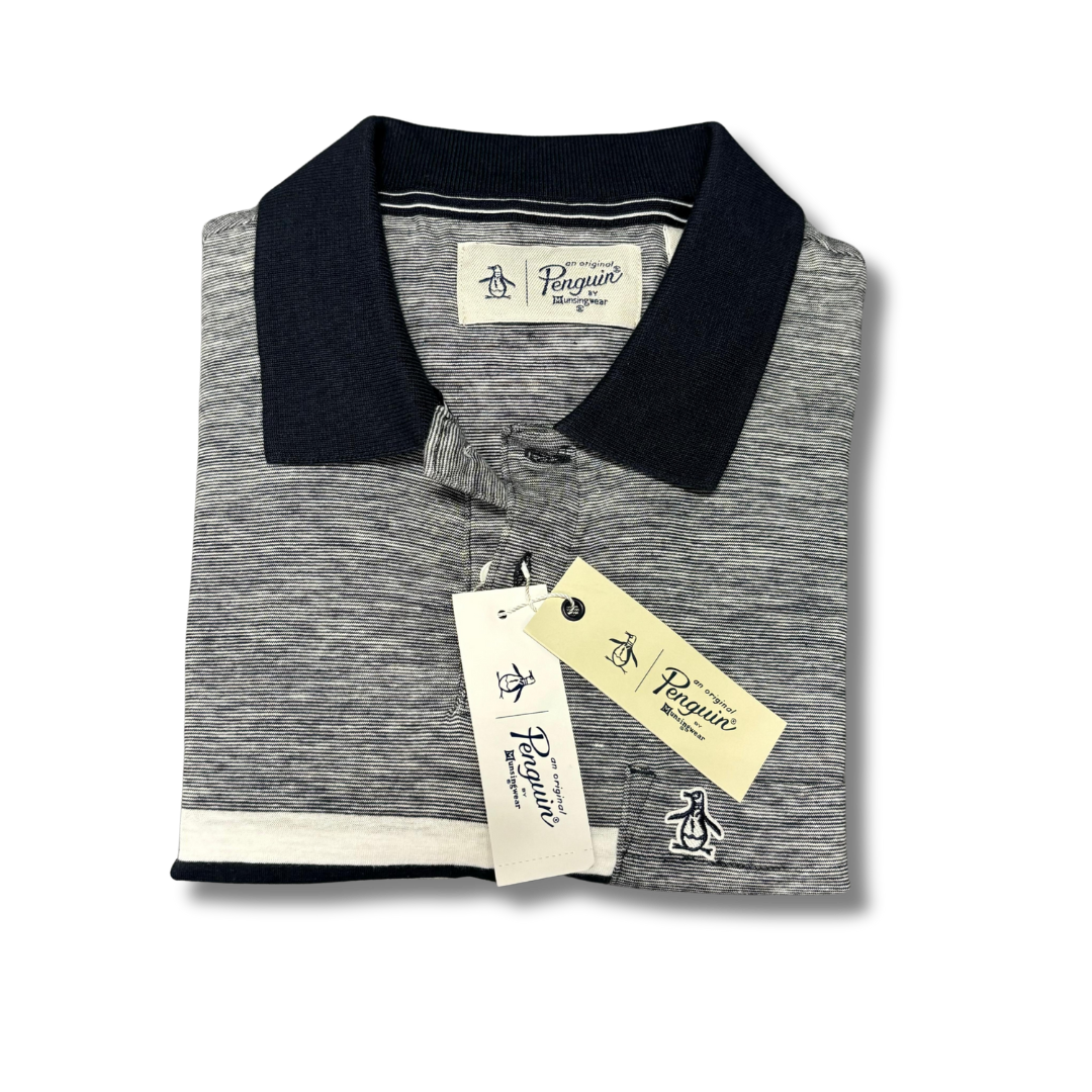 Playera Penguin - Gris con Azul Marino | Talla S