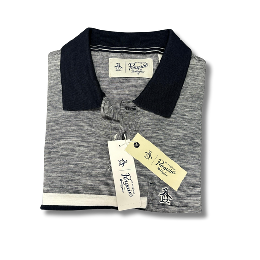 Playera Penguin - Gris con Azul Marino | Talla S