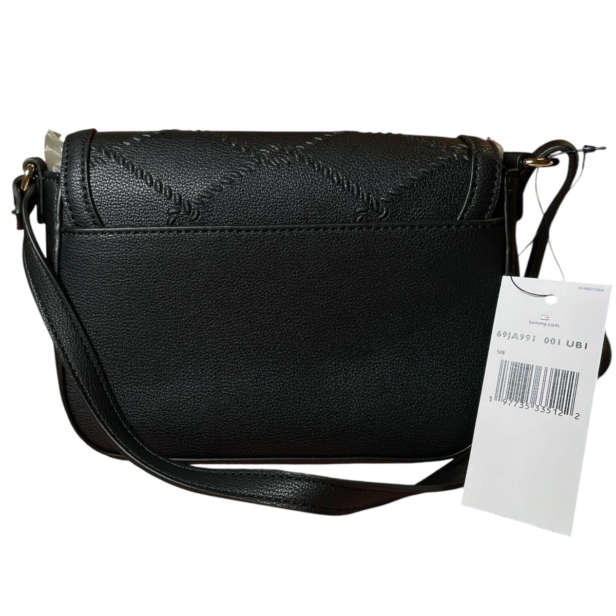 Bolsa Crossbody Tommy Hilfiger Negra con Costuras en Relieve