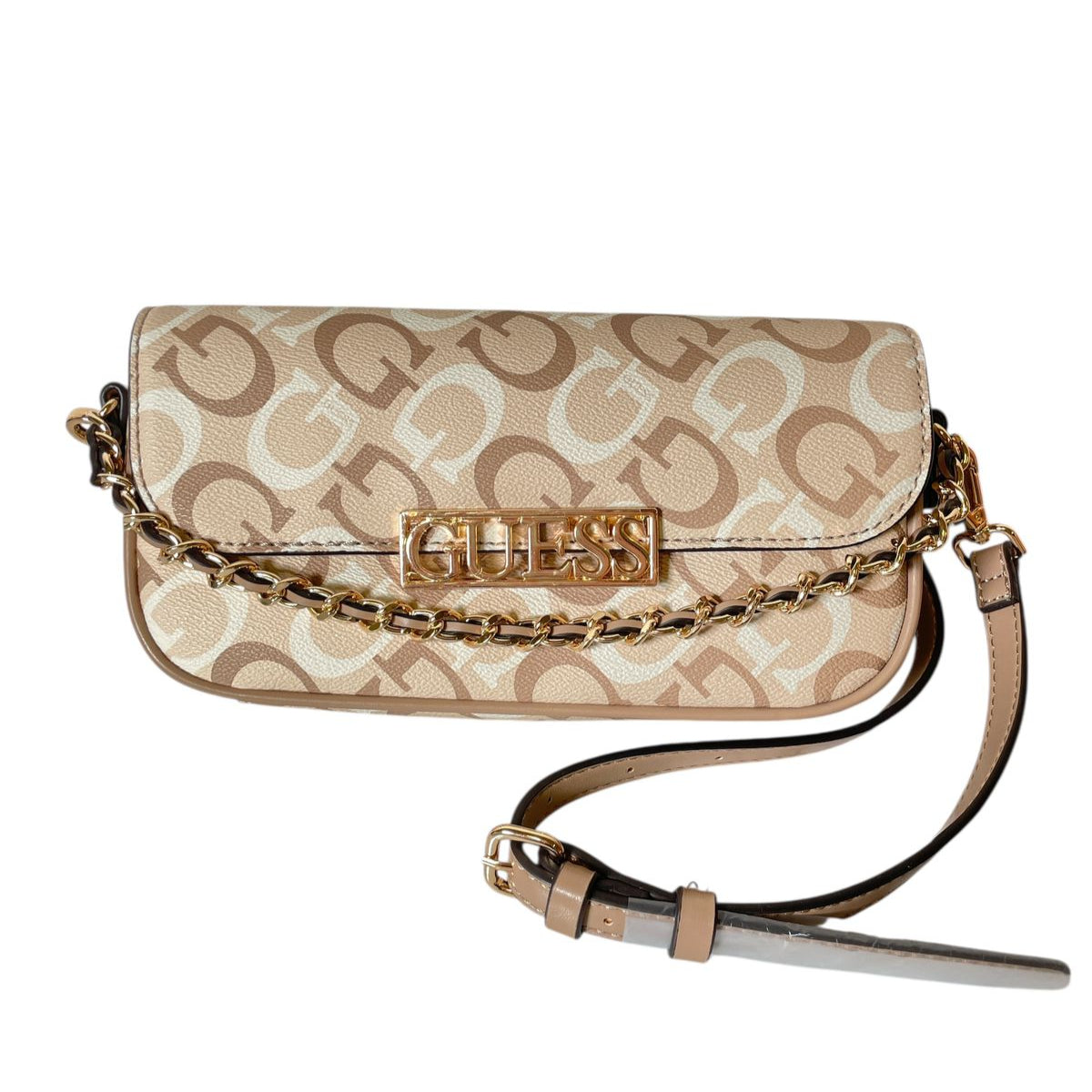 Bolsa Guess "G Chain Chic" | Colores Rosa Claro y Beige