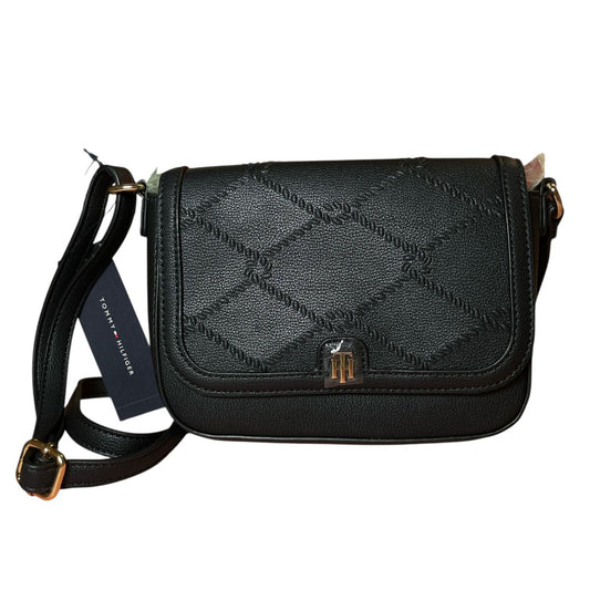 Bolsa Crossbody Tommy Hilfiger Negra con Costuras en Relieve
