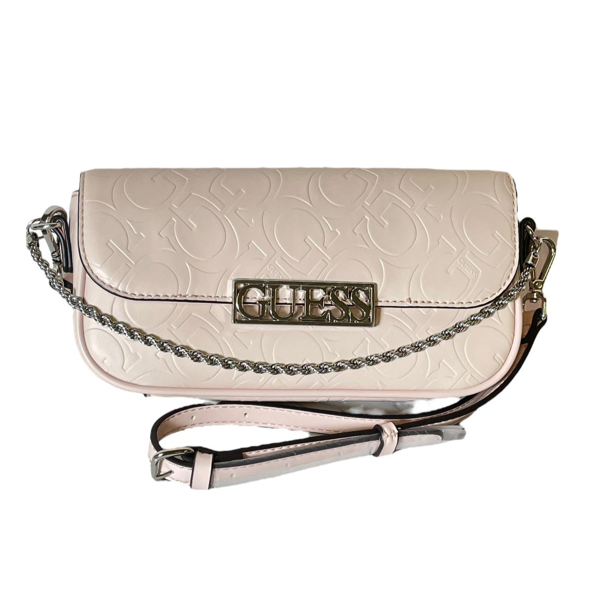 Bolsa Guess "G Chain Chic" | Colores Rosa Claro y Beige