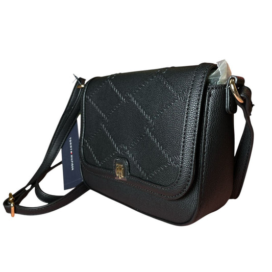 Bolsa Crossbody Tommy Hilfiger Negra con Costuras en Relieve