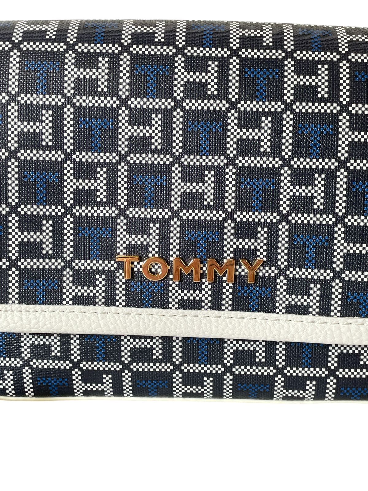 Bolsa Tommy Hilfiger Blanca con Monograma Azul | Crossbody
